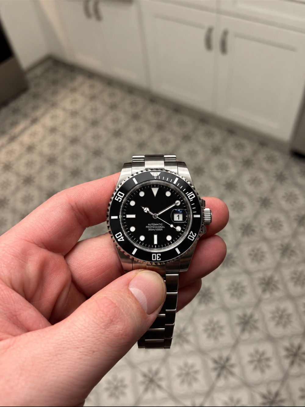 Black Stainless Steel Men's Automatic Dive Watch